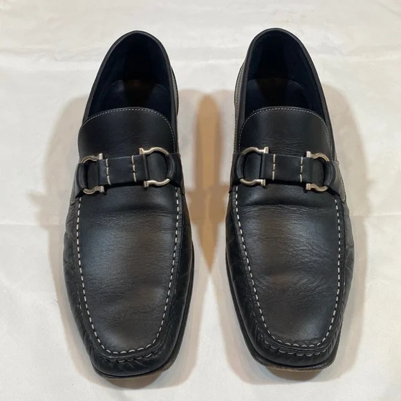 SALVATORE FERRAGAMO Black Leather Slip-Ons (sz 8.5D) Salvatore Ferragamo Black Leather Penny Loafers 8.5 D main image 2